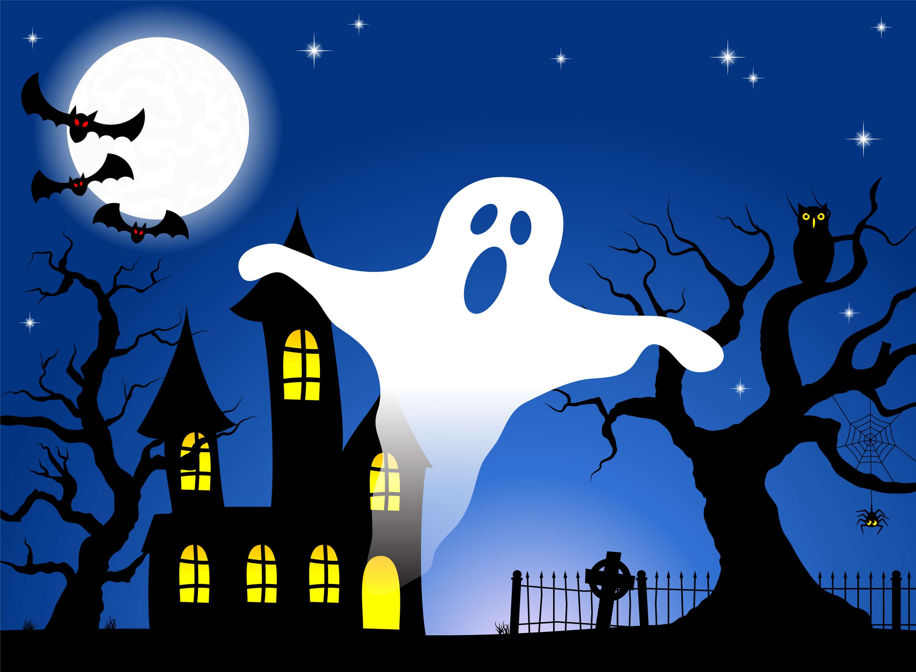 Дом с привидениями на Хэллоуин шаблон